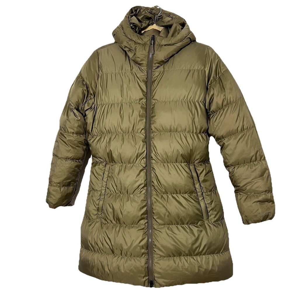 Patagonia Puffer‎ Coat Womens M Green Goose Down Hooded Parka Long Winter